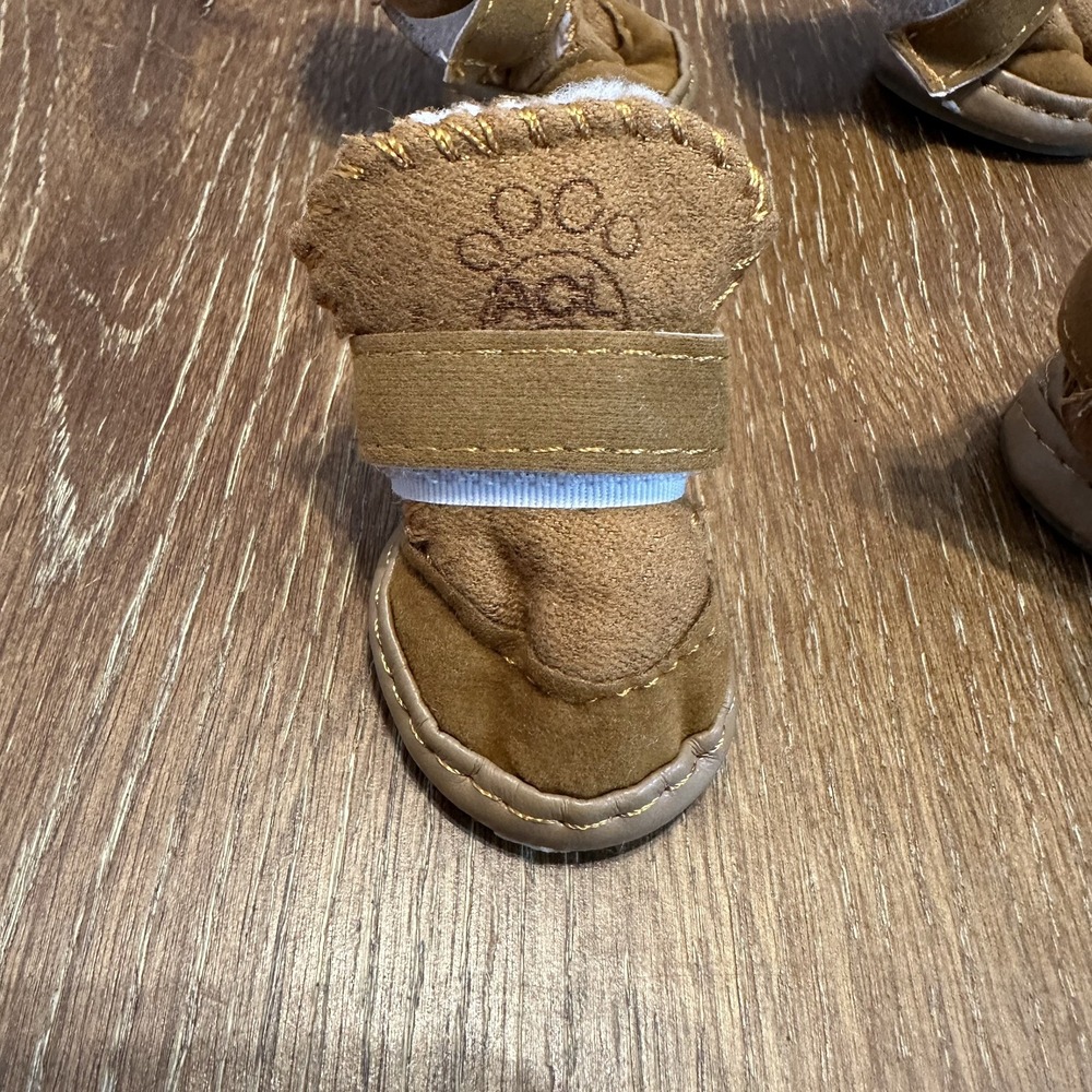 ACL Brown Dog Boots Shoes‎ Size 1  Faux Suede/Faux Sherpa Lined